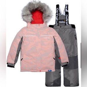 Conifere Girls Peach & Grey Snowsuit 🍑